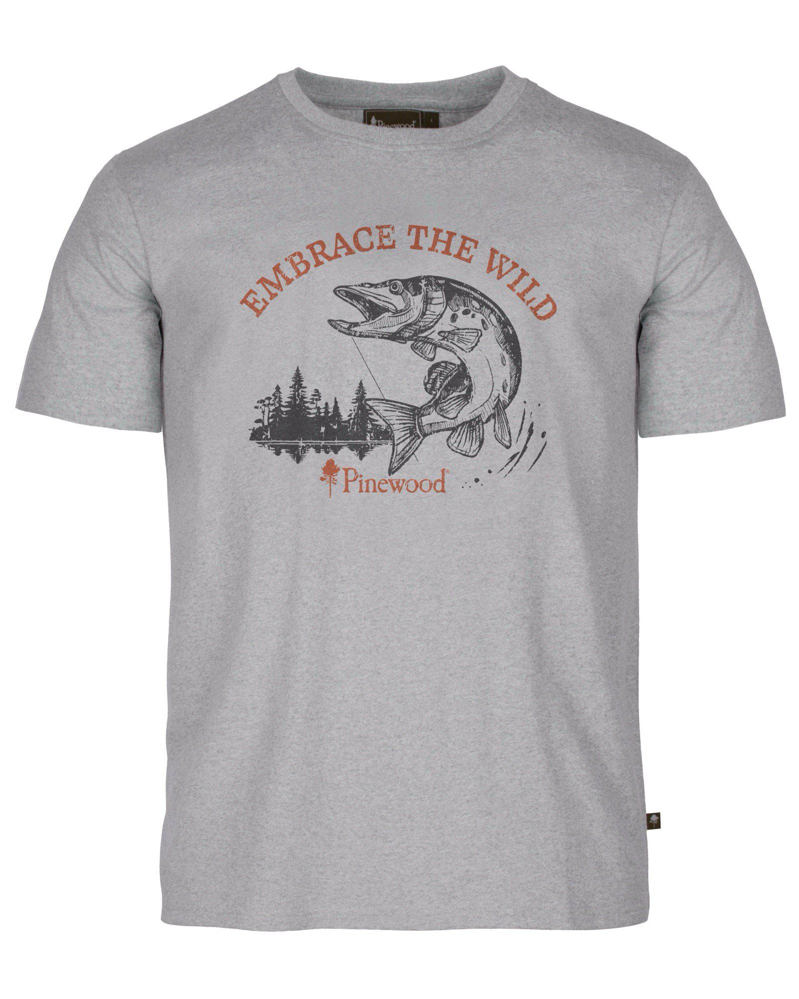 Pinewood Fishing T-shirt Herr Light Grey Melange Pike