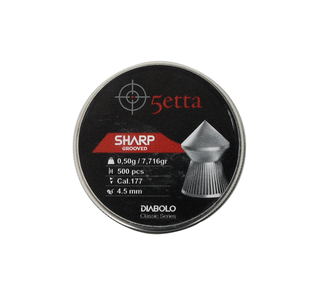 5etta Luftvapenkulor Sharp Grooved 4,5mm 0,5g / 7,71gr 500pcs