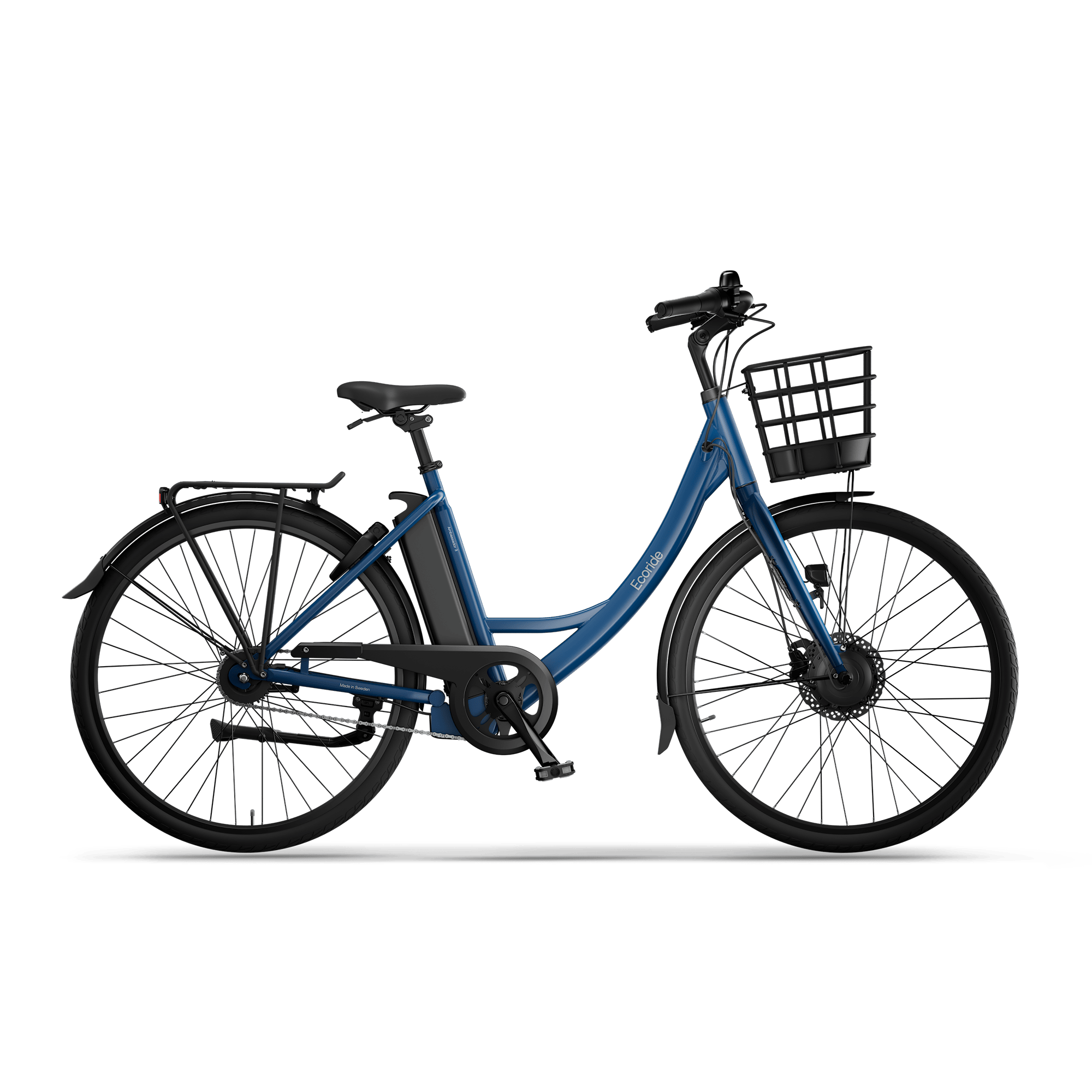 Ecoride Ambassador 3 Elcykel Navmotor Kedja Fotbroms Blå