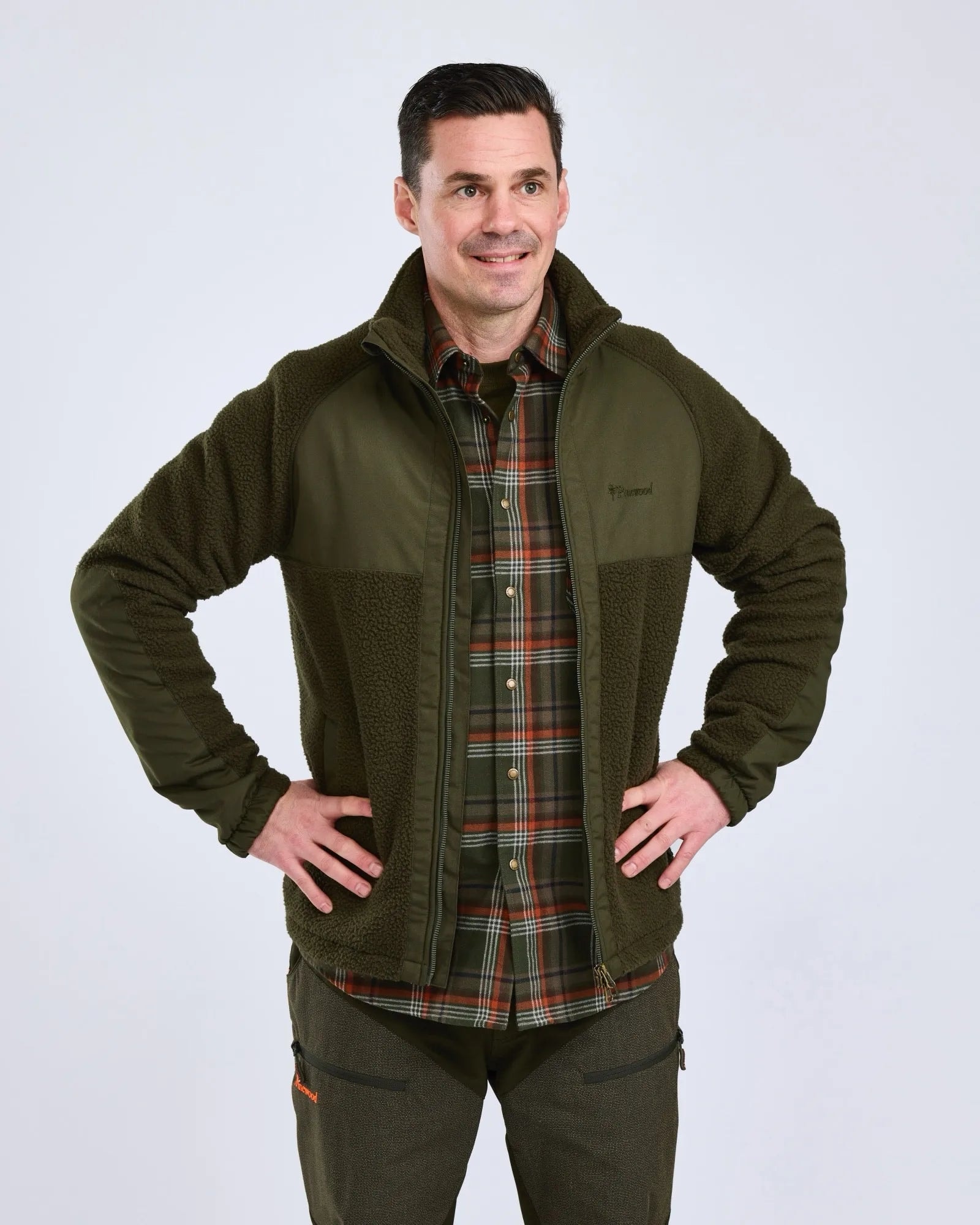 Pinewood Pile Fleecejacka Herr Moss Green