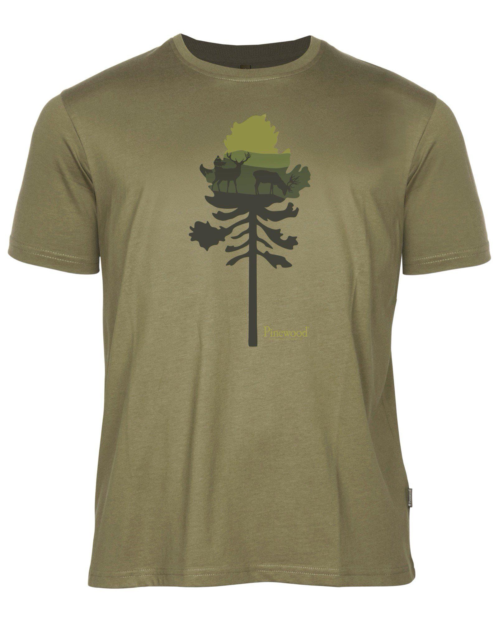 Pinewood Finnveden Recycled Outdoor T-Shirt Herr Olive Melange Pine Tree