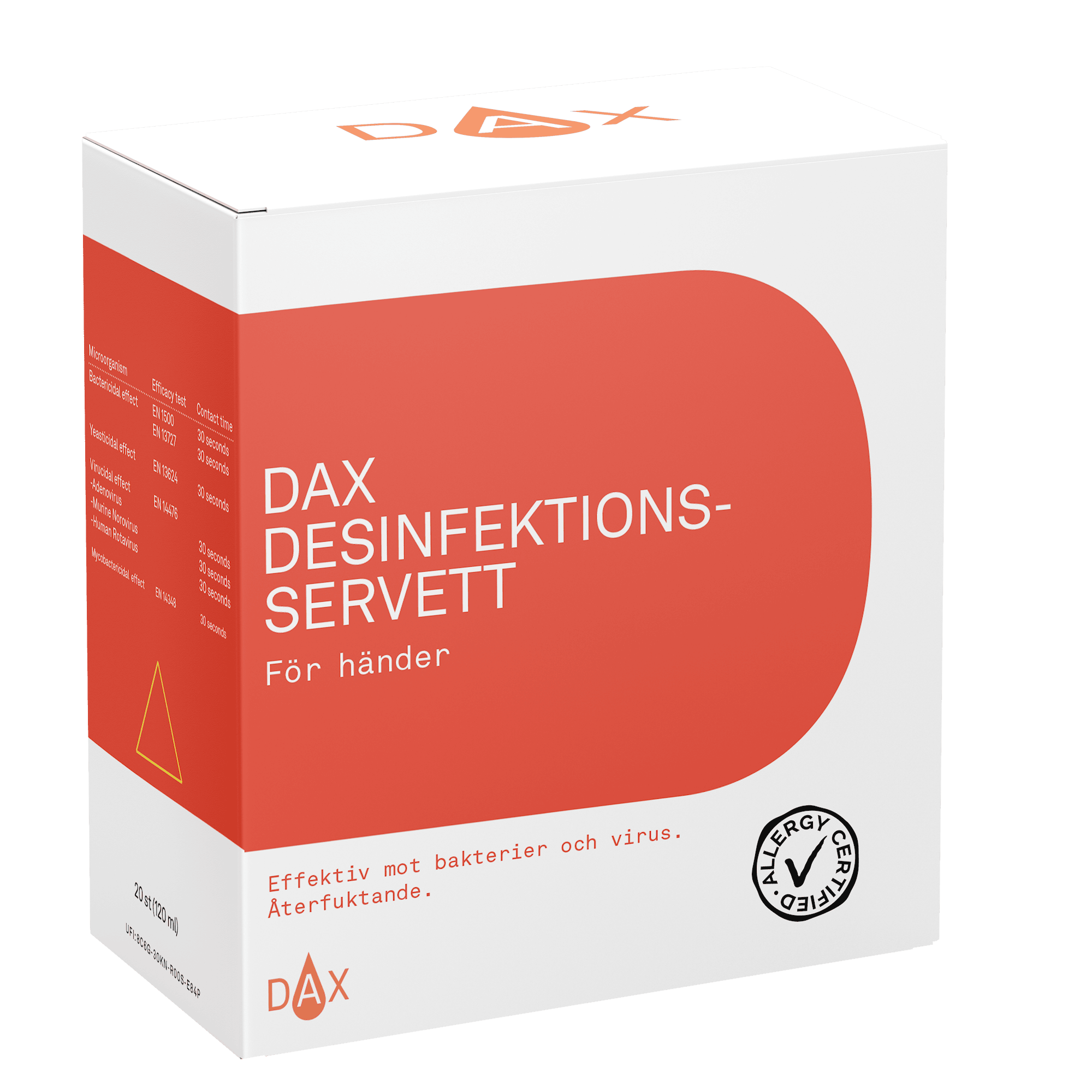 DAX Desinfektionsservett för händer, 20 st