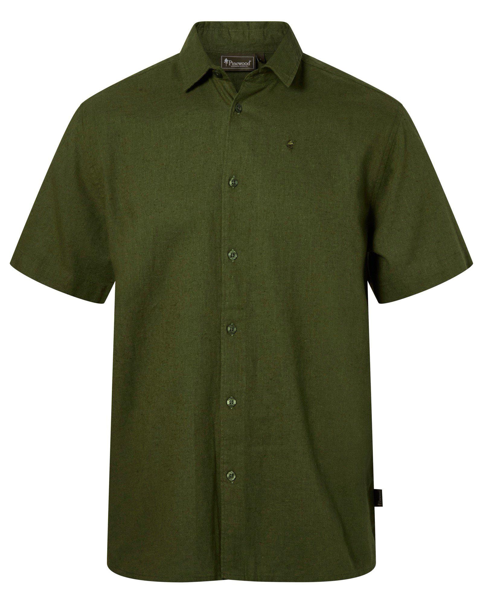 Pinewood Värnamo Hemp mix S/S Skjorta Herr Pine Green
