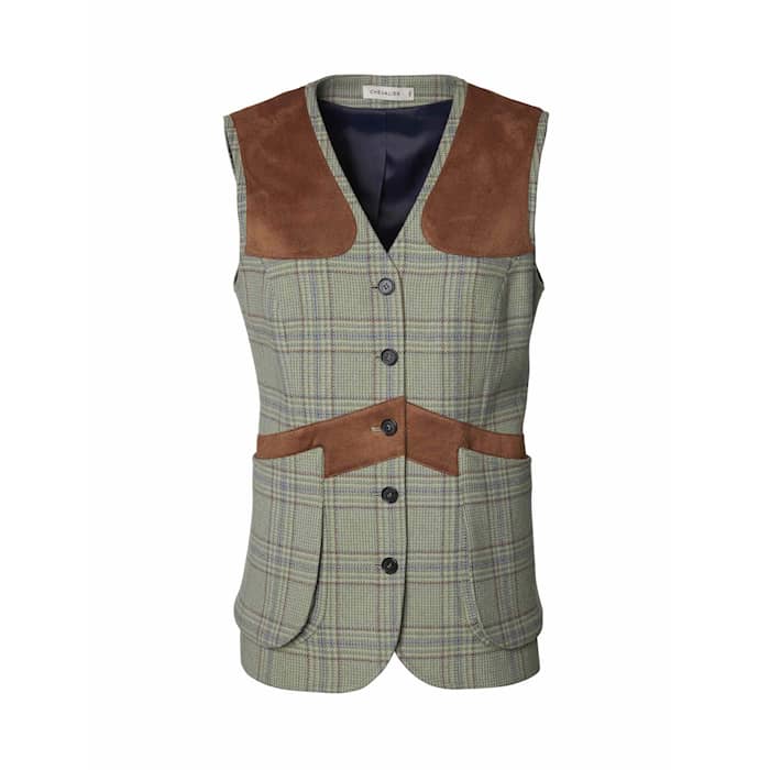 Chevalier Advie Shooting Tweed Vest Women Willow Green Checked