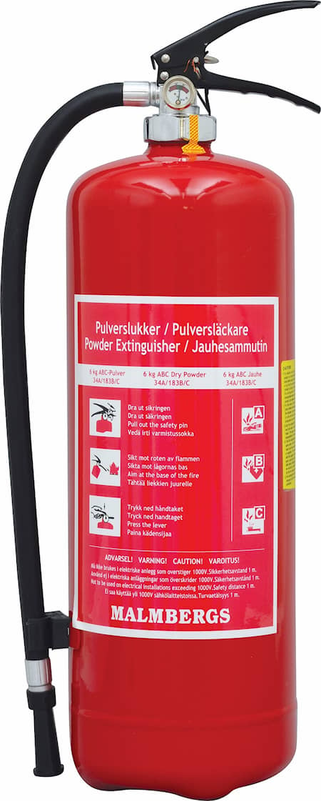 Malmbergs Brandsläckare Pulver 6Kg 43A Röd