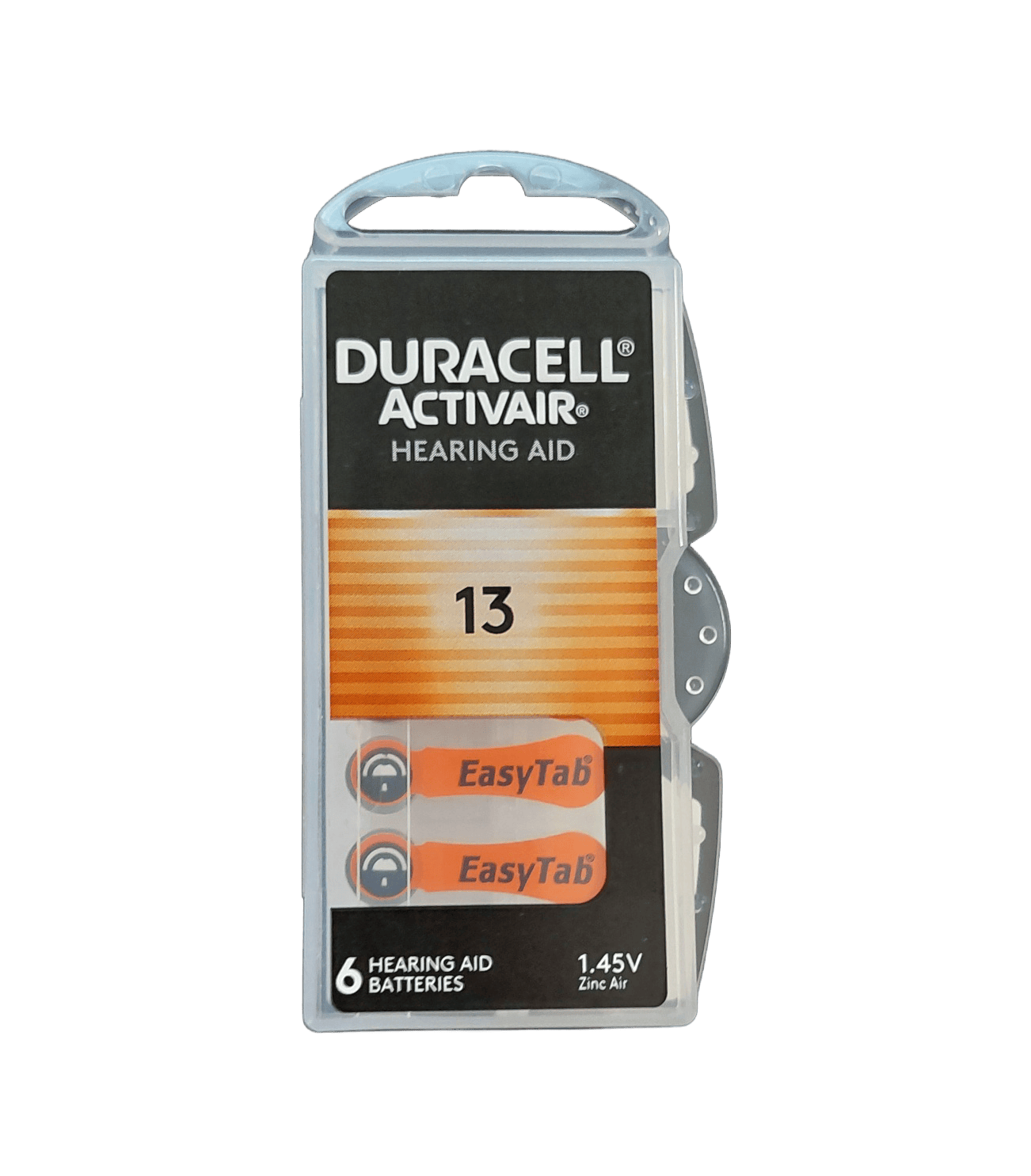 Duracell høreapparatbatteri PR13, orange