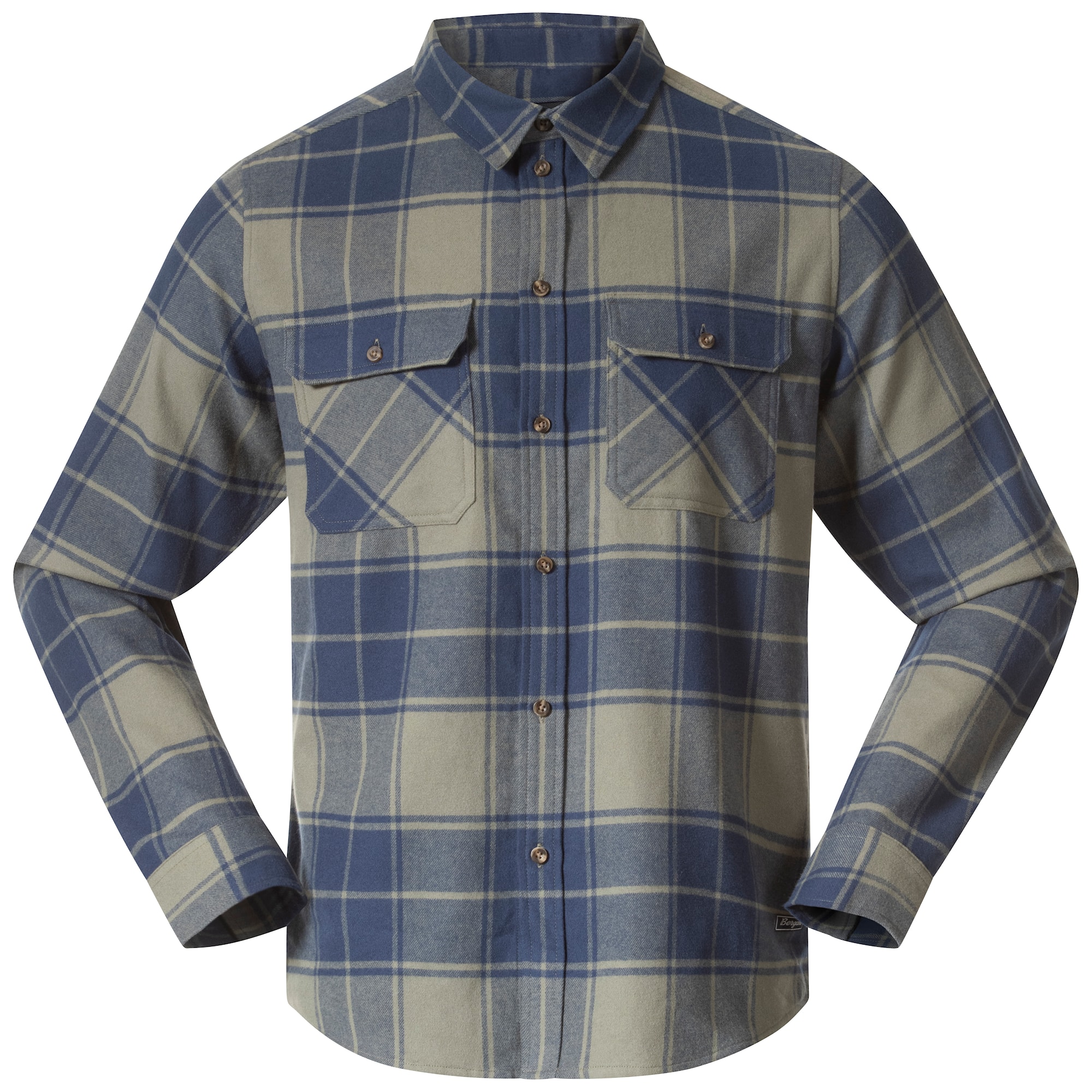 Bergans Nordmarka Flanellskjorte Herre Green Mud/Navy Blue Check M -