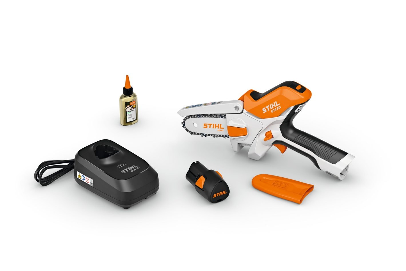 STIHL GTA 20 akkukäyttöinen oksasaha, mukana akku ja laturi