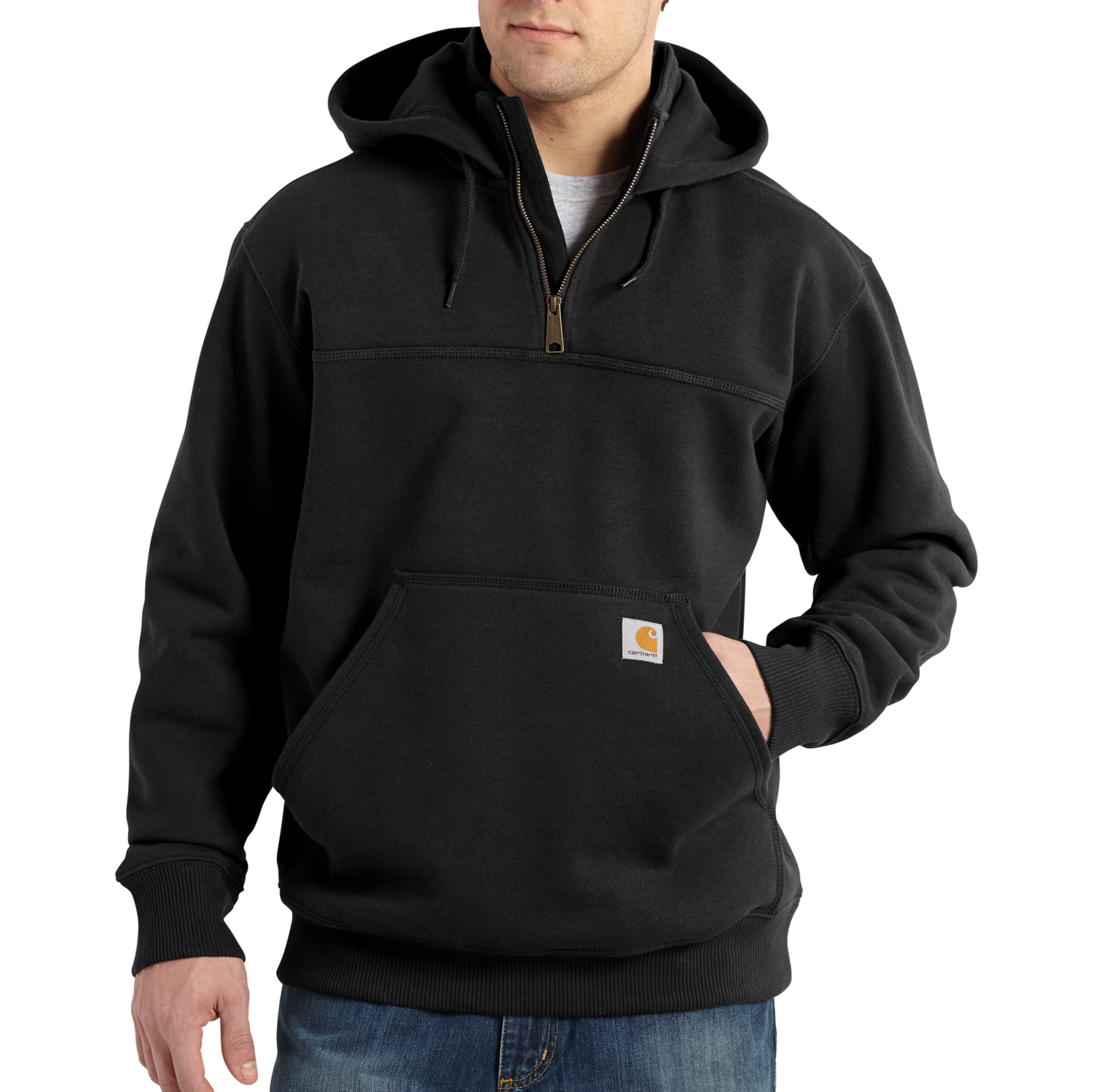 Carhartt Heavyweight Collagetröja med dragkedja, Herr, Black, M -
