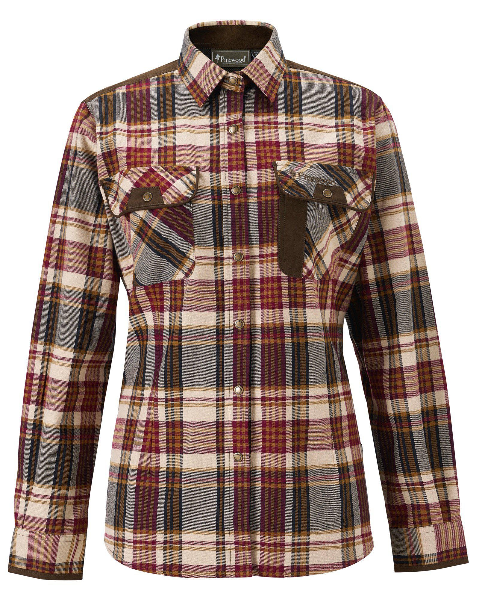 Pinewood Prestwick Exclusive Skjorta Dam Bordeaux/Beige XL