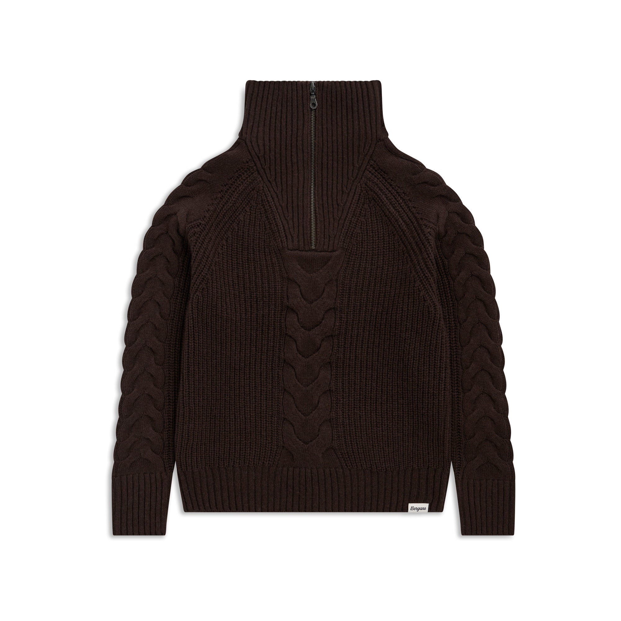 Bergans Milde Knitted Half-Zip Wollpullover Damen Dark Chocolate
