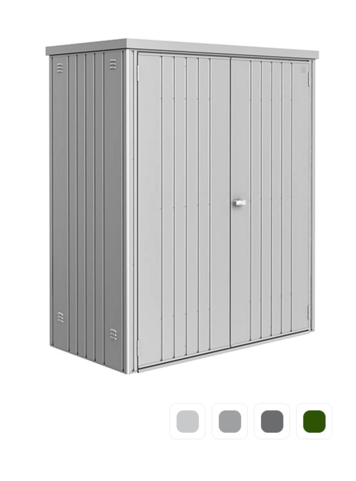 Biohort redskabsrum 150 i kvartsgrå metallic 155 x 83 x 182,5 cm