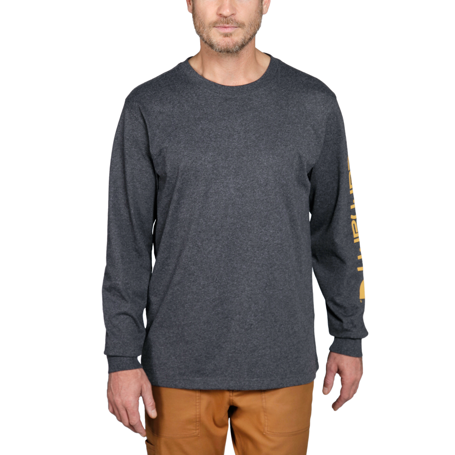 Carhartt Ärmel-Logo Langarm-T-Shirt, Herren, Carbon Heather