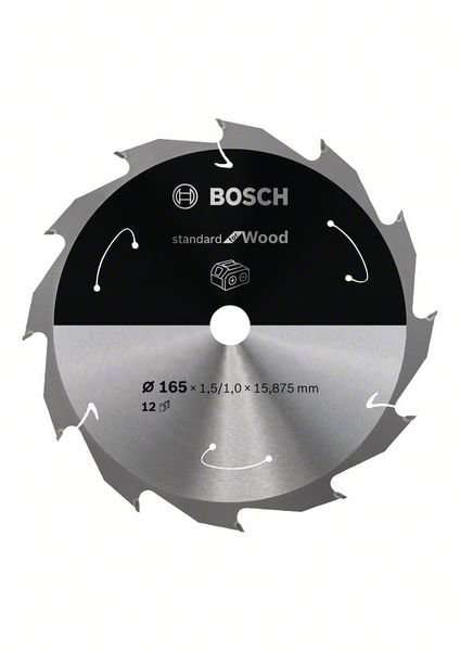 Bosch Sågklinga Standard for Wood 165×1,5/1×15,875mm 12T
