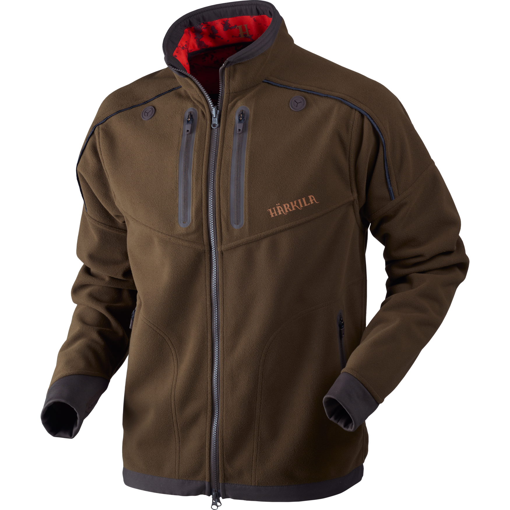 Härkila Lynx Vändbar Fleecejacka Herr Willow green/AXIS MSP®Red Blaze