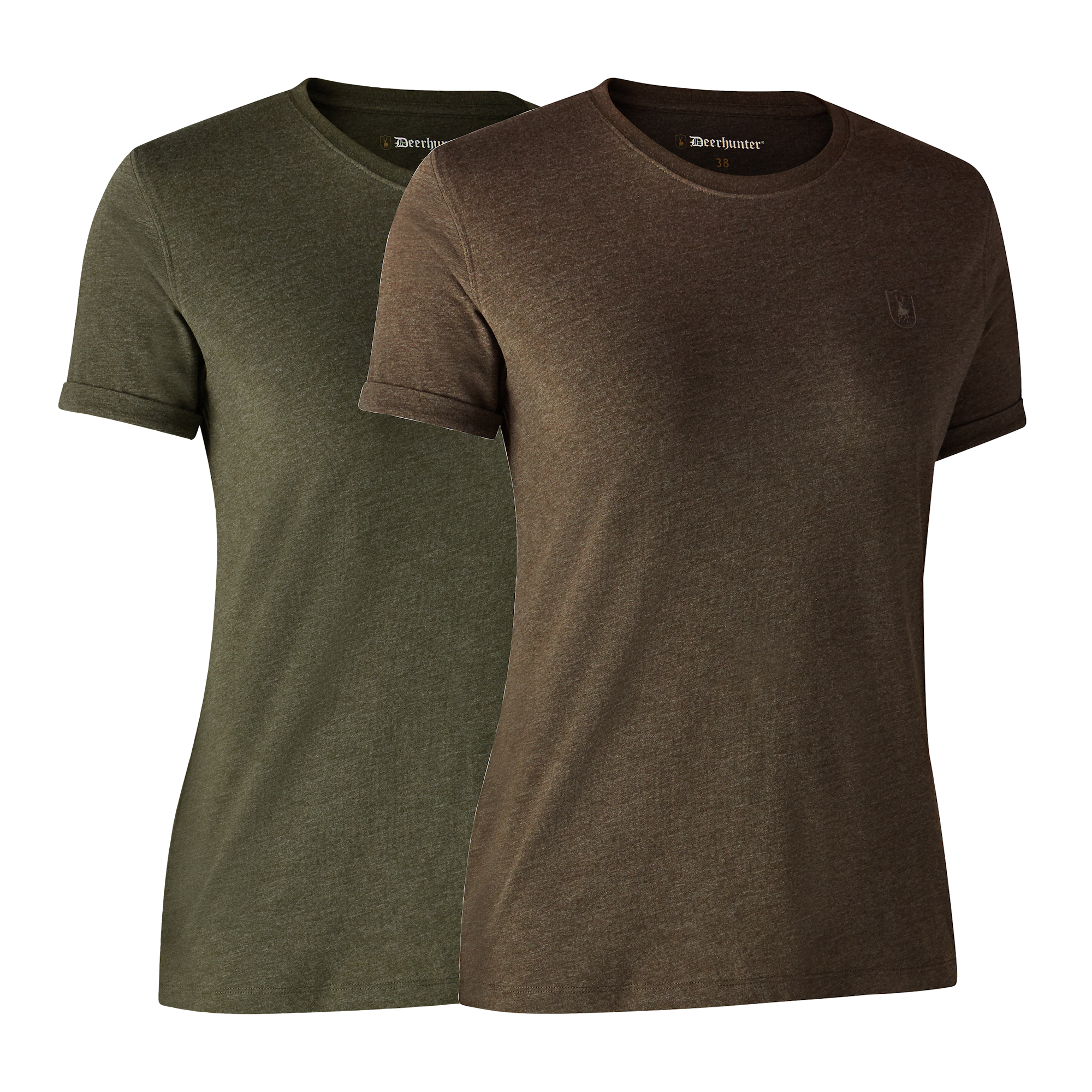 Deerhunter Ladies Basic 2-pack T-shirt Adventure Green mel/Brown Leaf mel. 36