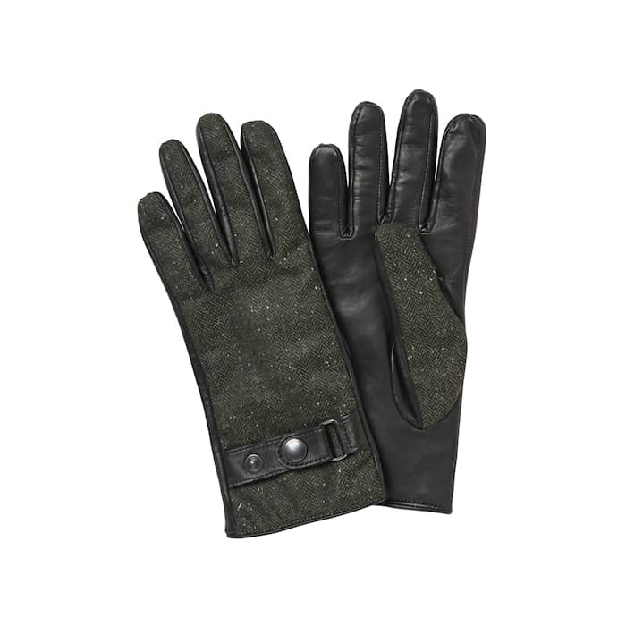 Chevalier Jane Tweed Gloves Women Dark Green Herringbone