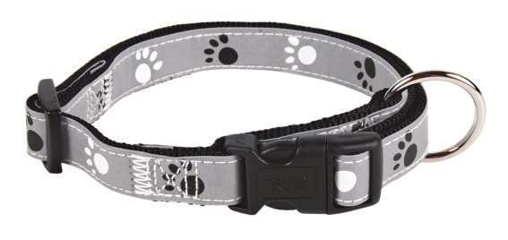 Sølvreflekterende Hundehalsbånd, L-XL: 40-65 cm/25 mm, svart/sølv