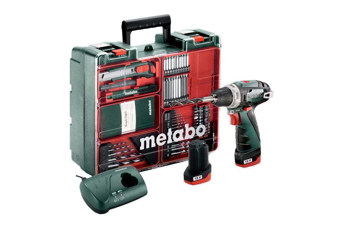 Metabo Skruvdragare PowerMaxx BS Set 12V med 2x2Ah batterier & laddare
