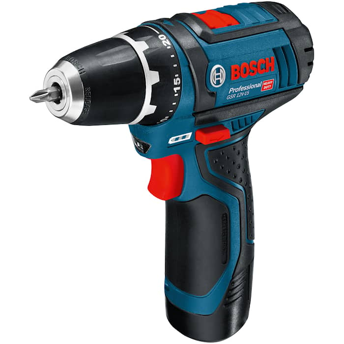 Bosch Borrskruvdragare GSR 12V-15 med 2st 2,0 Ah batteri