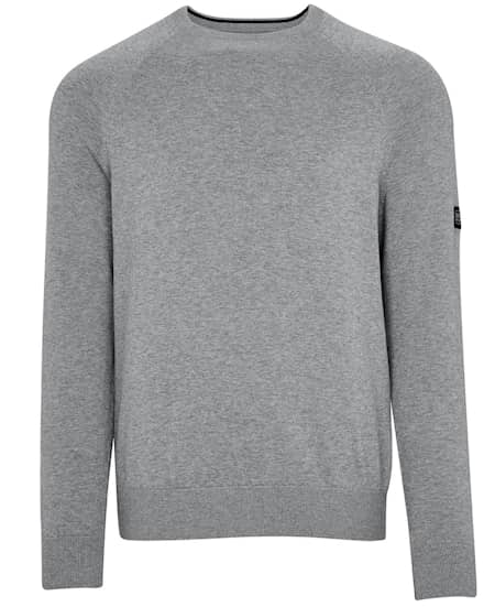 B.Intl Cotton Crew Neck Sweater, Anthracite Marl - Herr
