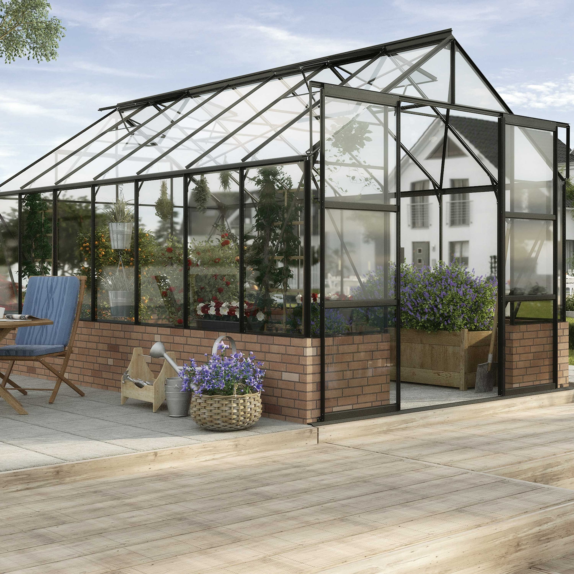 Vitavia Cassandra 11500 Växthus - 11,5 m2 Svart 3mm Härdat Glas -