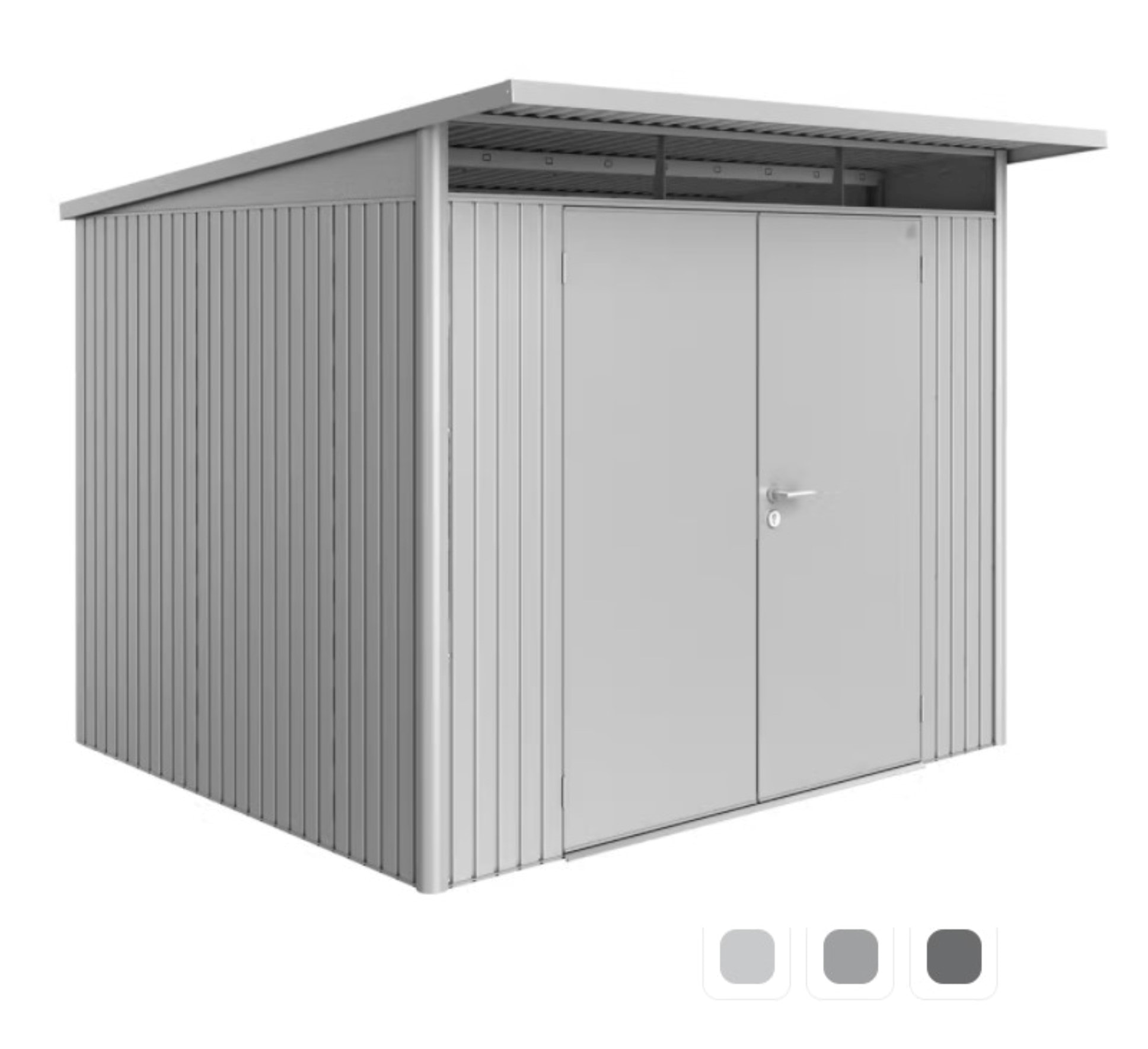 Biohort redskabsrum model AvantGarde A5 sølv metallic med dobbeltdør