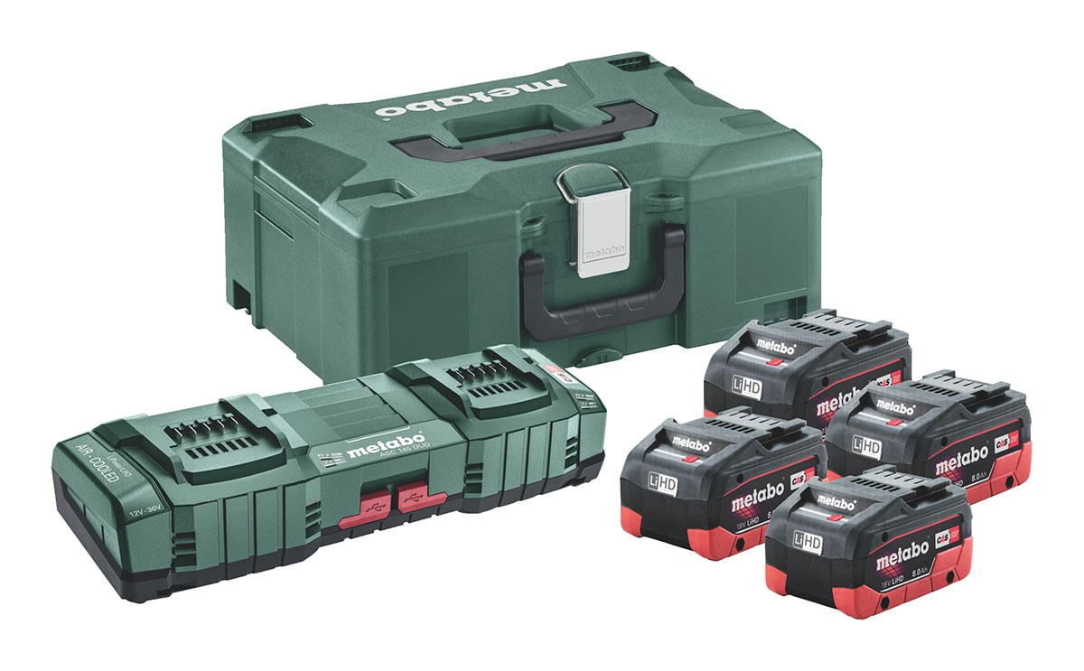 Metabo Batteripaket 18V 4x8,0Ah med snabbladdare ASC 145 Duo