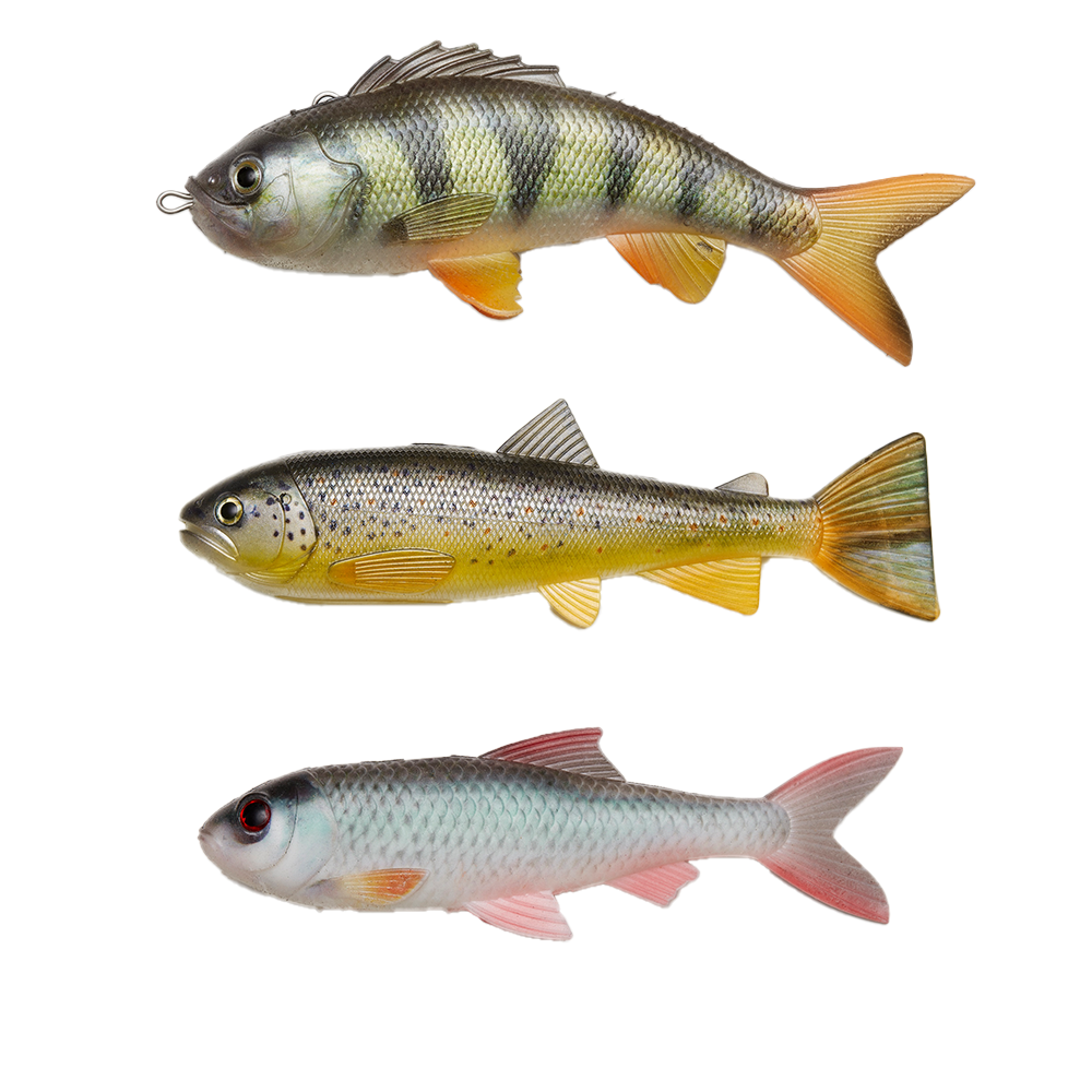 PulzBait Skinz 15 cm 3 kpl pakkaus (Roach Natural, Perch Natural, Brown Trout)