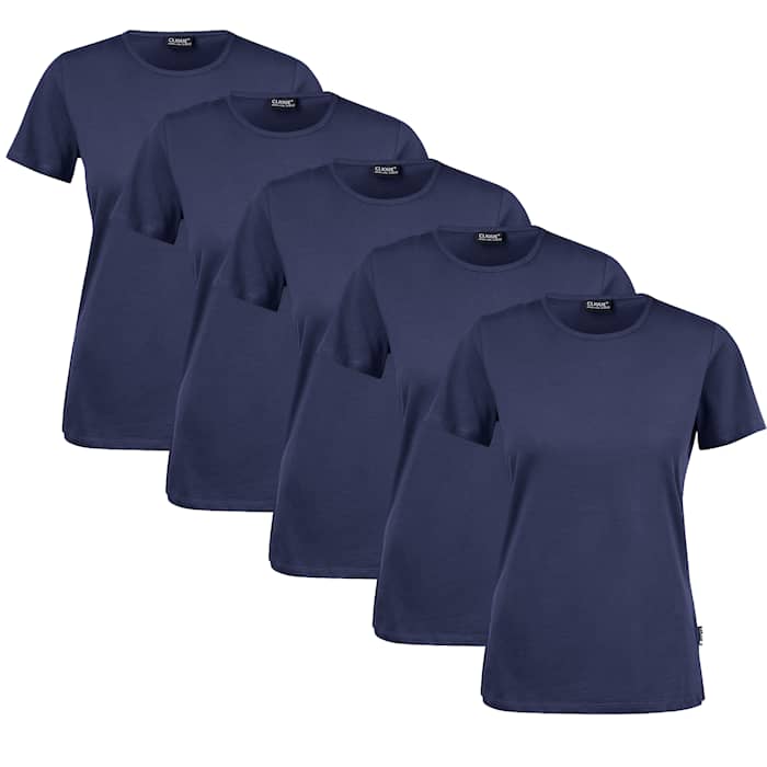 Clique T-Shirt Damen 5er-Pack Navy