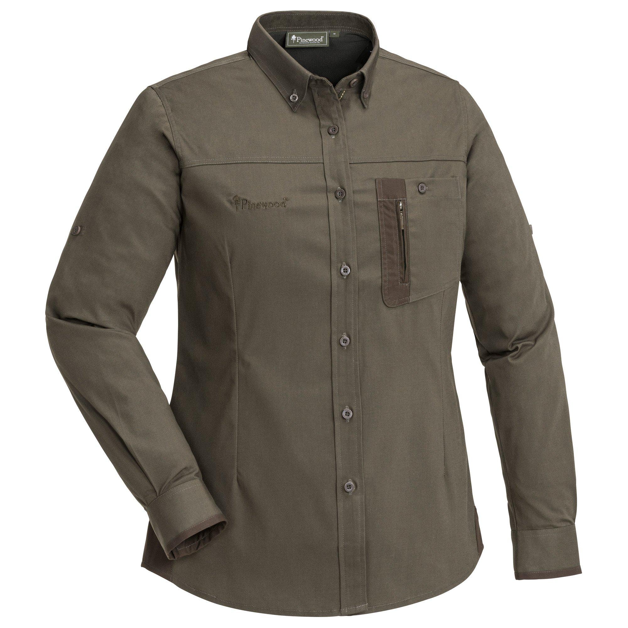 Pinewood Tiveden InsectSafe Skjorta Dam Dark Olive/Suede Brown