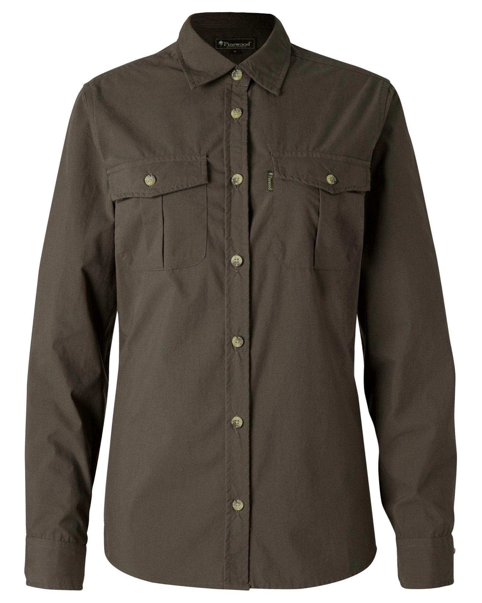 Pinewood Safari Långarmad Skjorta Dam Dark Olive S