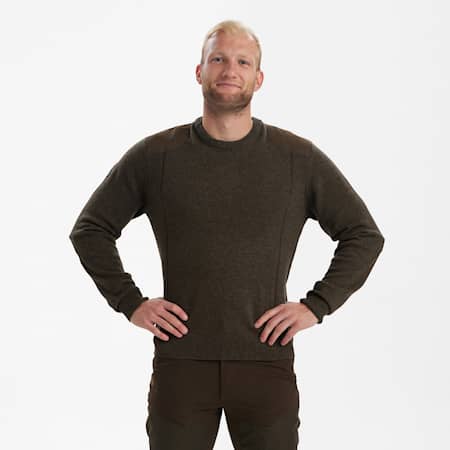 Deerhunter Sheffield strikket genser med rund hals for menn Dark Elm
