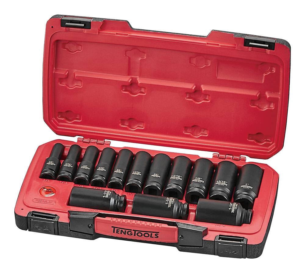 Teng Tools Krafthylssats T9218LAF 1/2 Långa DIN Tum 18 delar