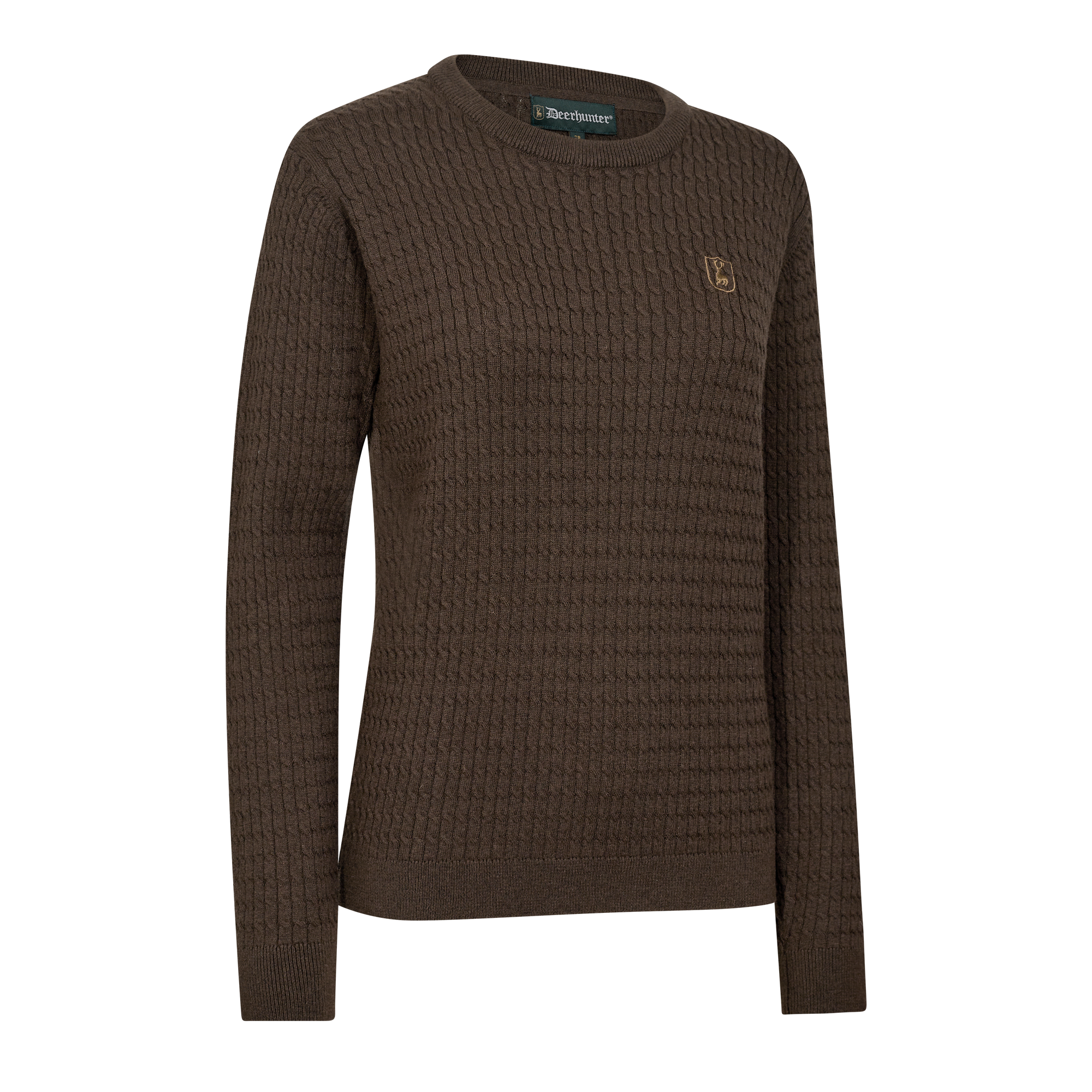 Deerhunter Lady Harrington Flätstickad tröja Dam Brown Melange