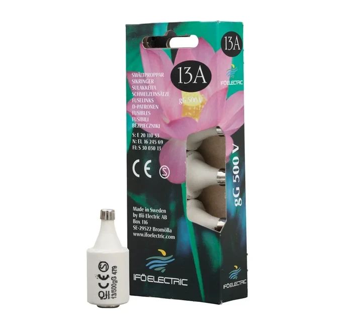 Ifö Electric Porslinssäkring 13A Svart Trög 5-pack