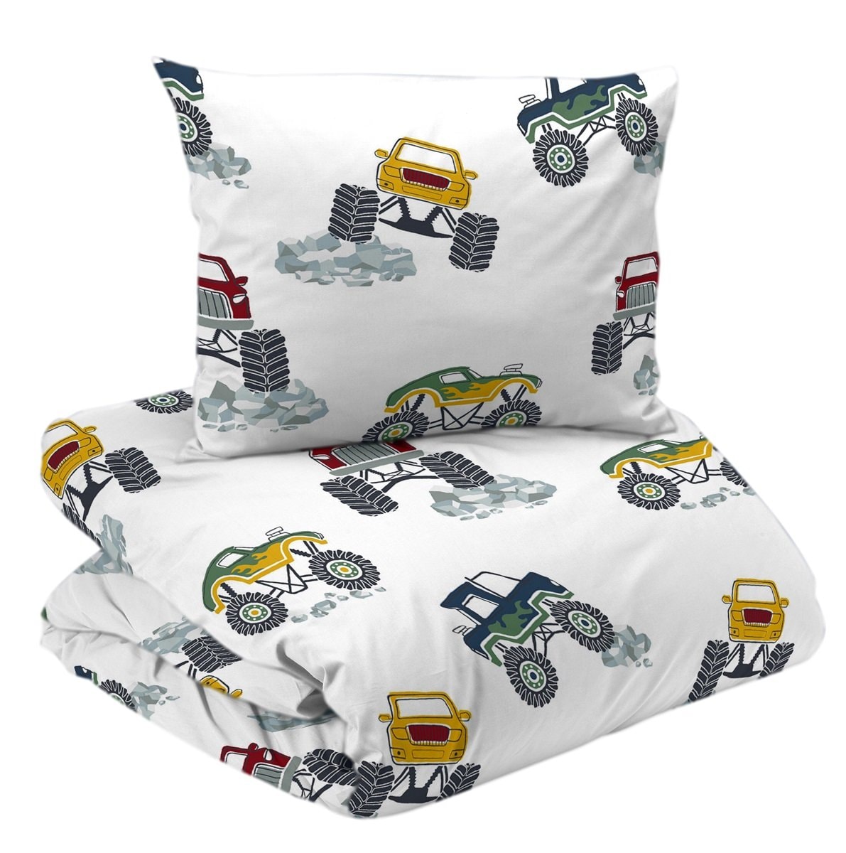 Redlunds Bettbezug-Set Monster Truck Weiß 2-teilig