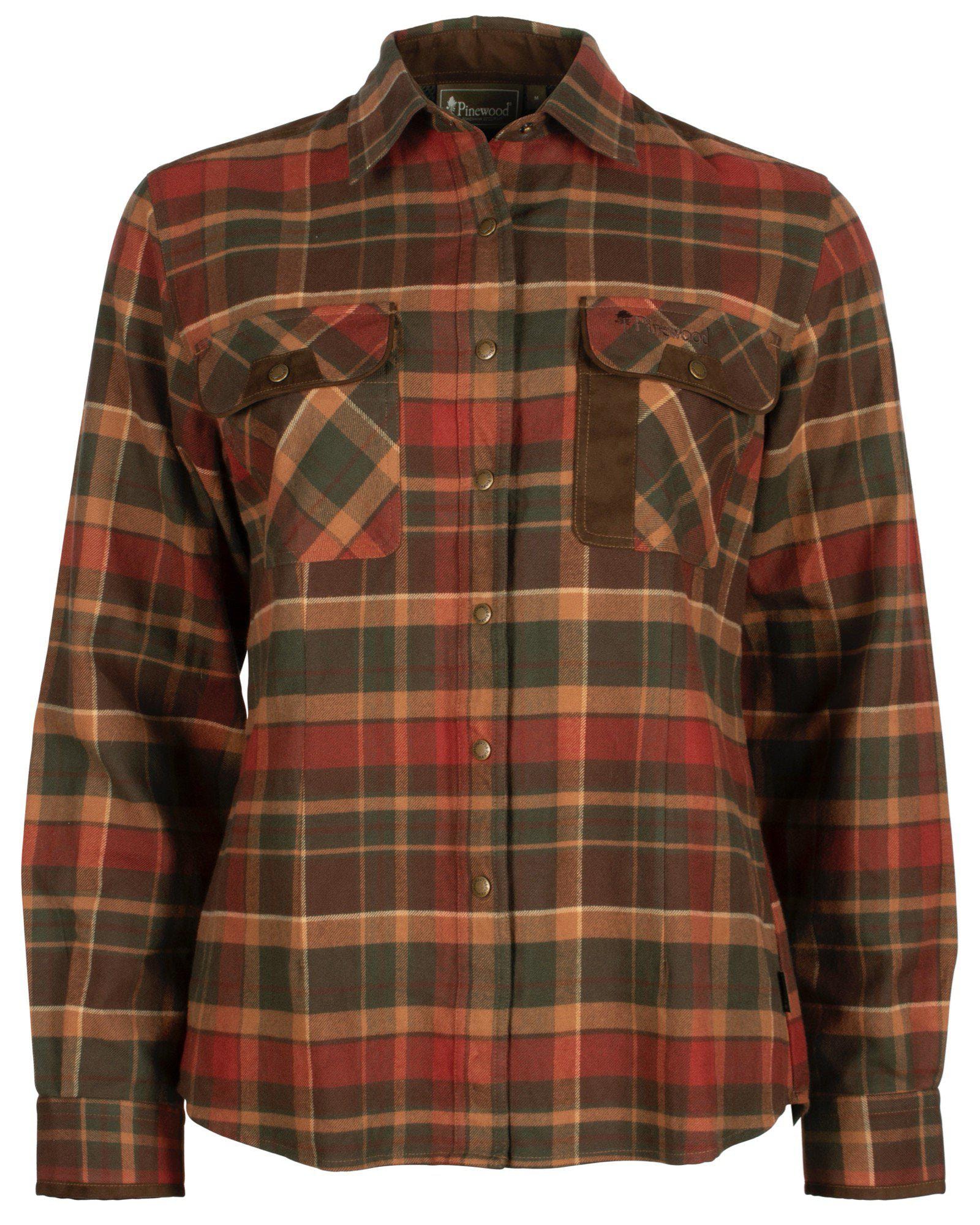 Pinewood Prestwick Exclusive Skjorta Dam Dark Green/Terracotta