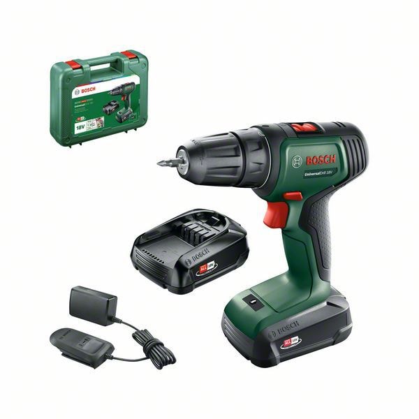 Bosch Borrskruvdragare Universal 18 med 2x1,5Ah batterier och laddare