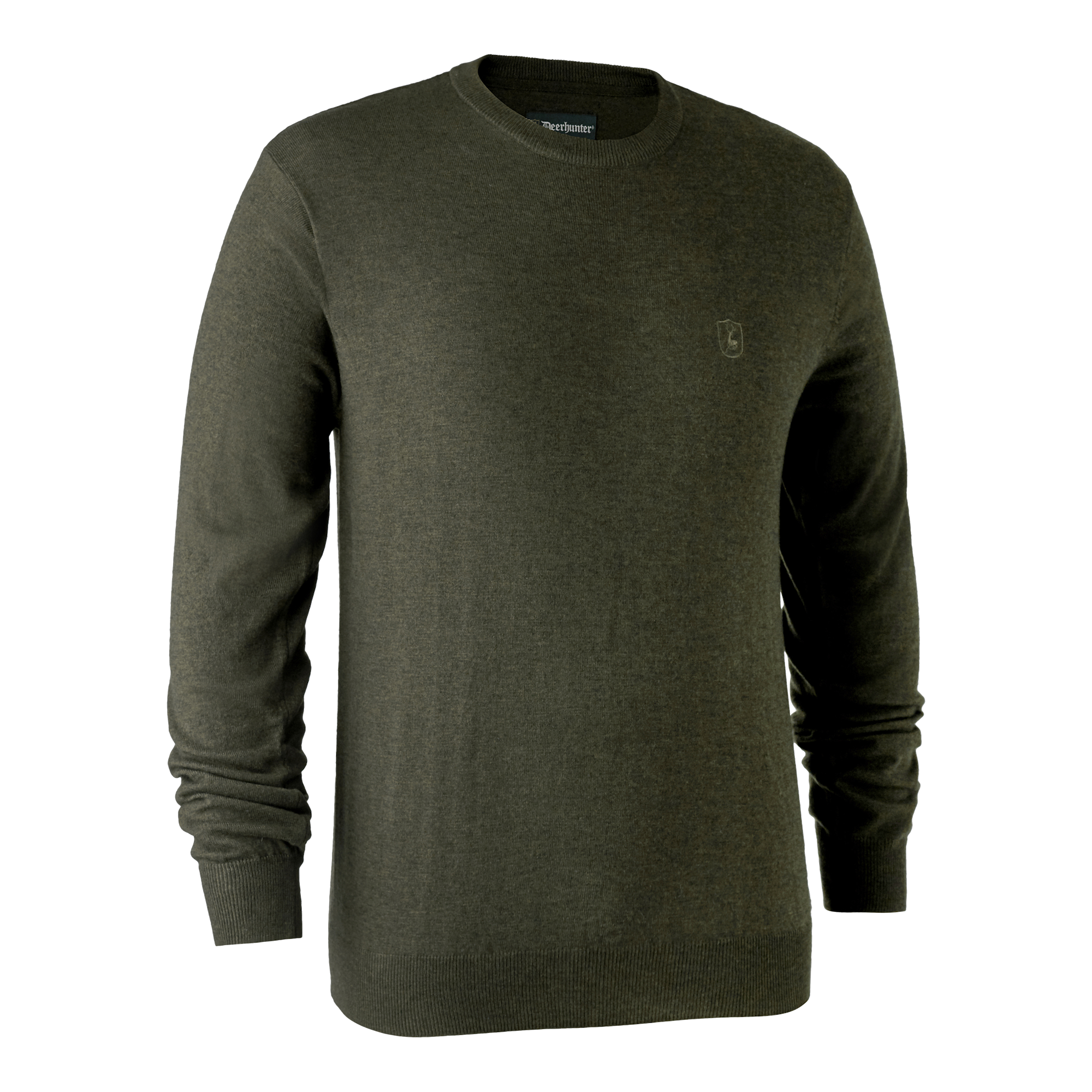Deerhunter Kingston Stickad Tröja med rund hals Herr Green Melange 3XL