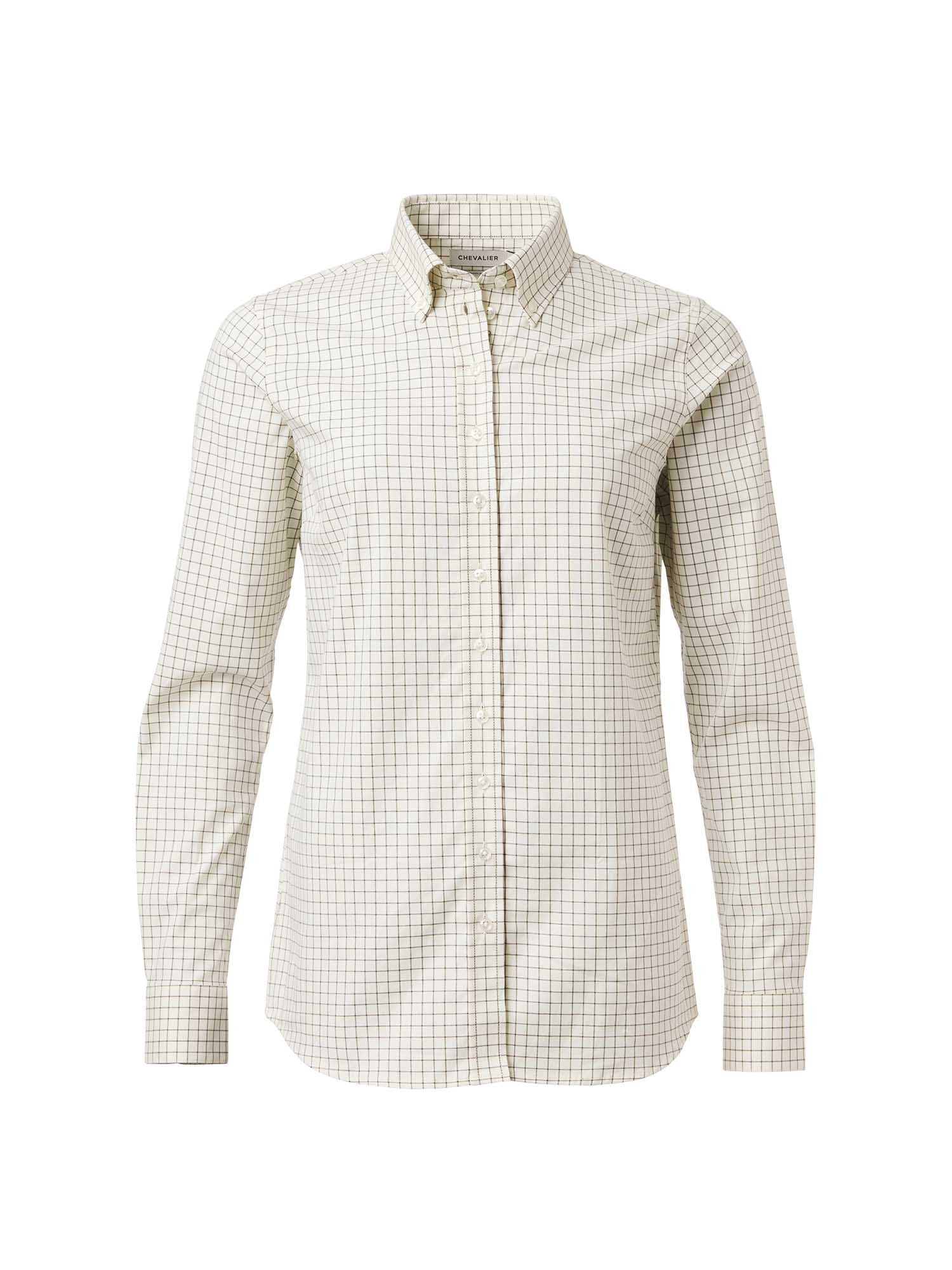 Chevalier Florence Shooting Fit Stretch Skjorta Dam Highland Green Tattersall