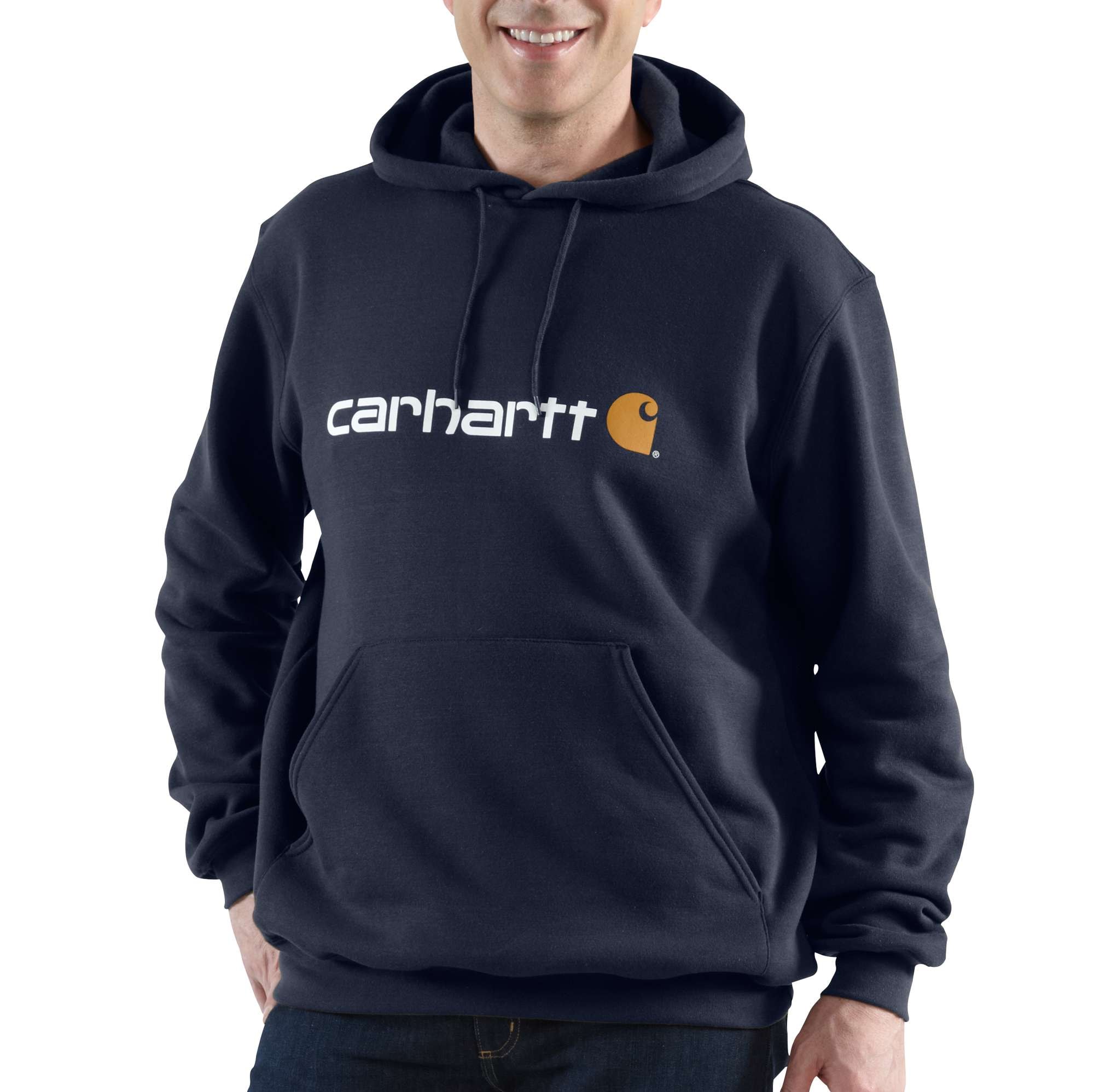 Carhartt Signature Logo Hoodie Herr New Navy S