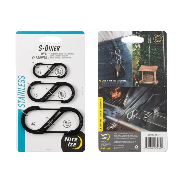 S-Biner 3er-Pack, Schwarz