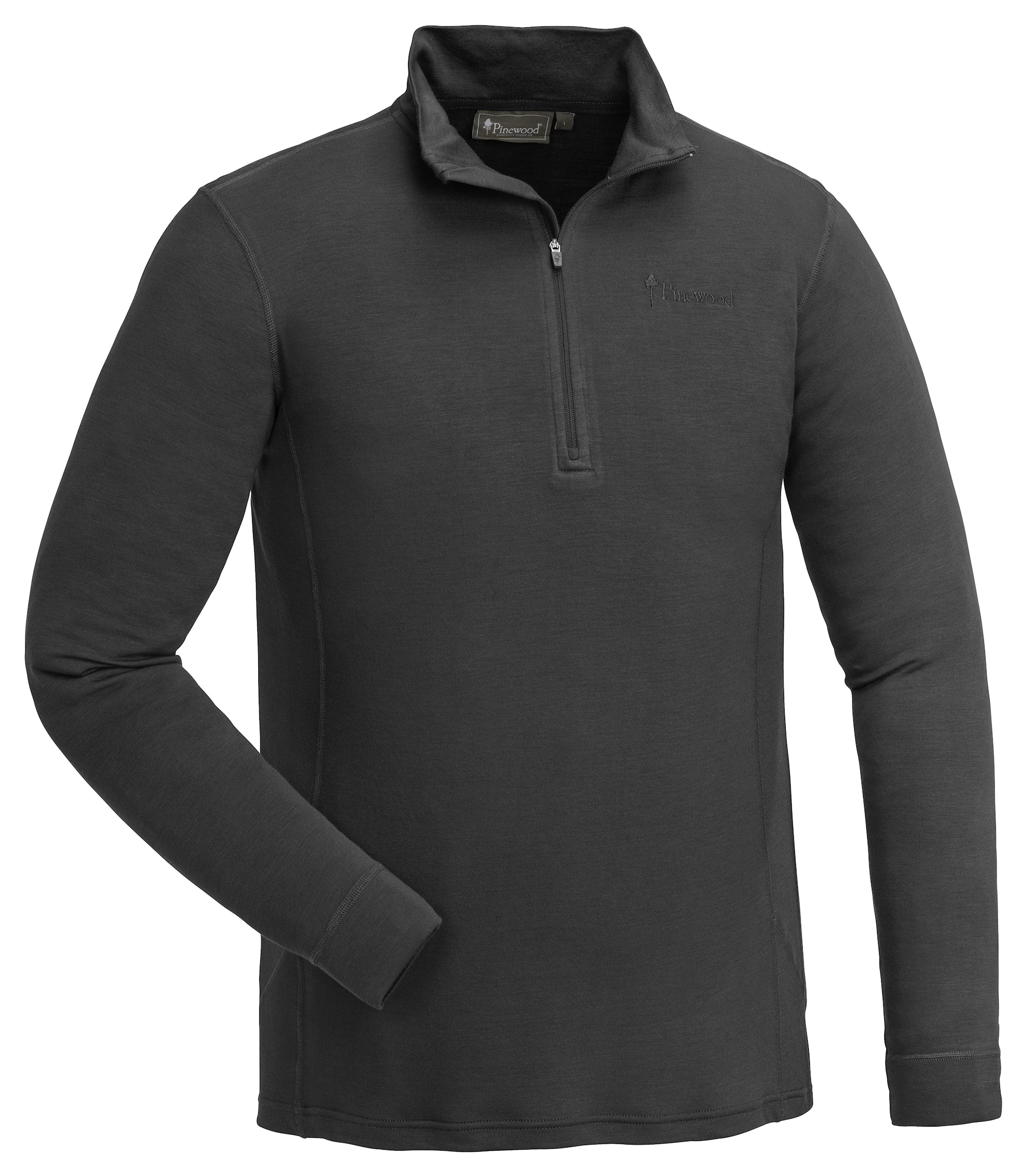 Pinewood Abisko Merino Half Zip Underställströja Herr Smoke Black