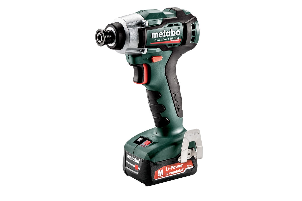 Metabo Slagskruvdragare PowerMaxx SSD 12 BL med 2x2Ah batterier och laddare