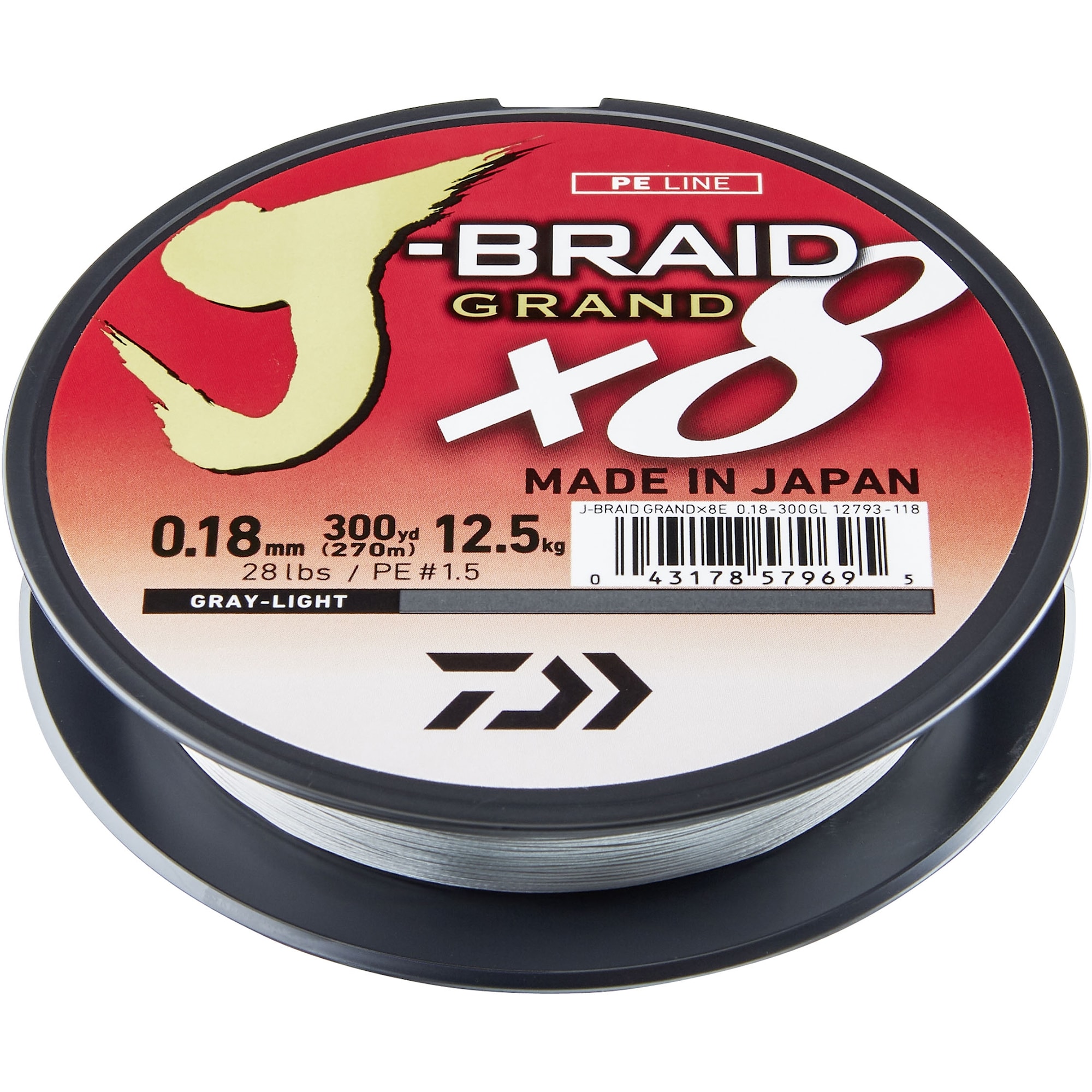 Daiwa J-Braid Grand X8 0,35 mm 135 m Light Grey -