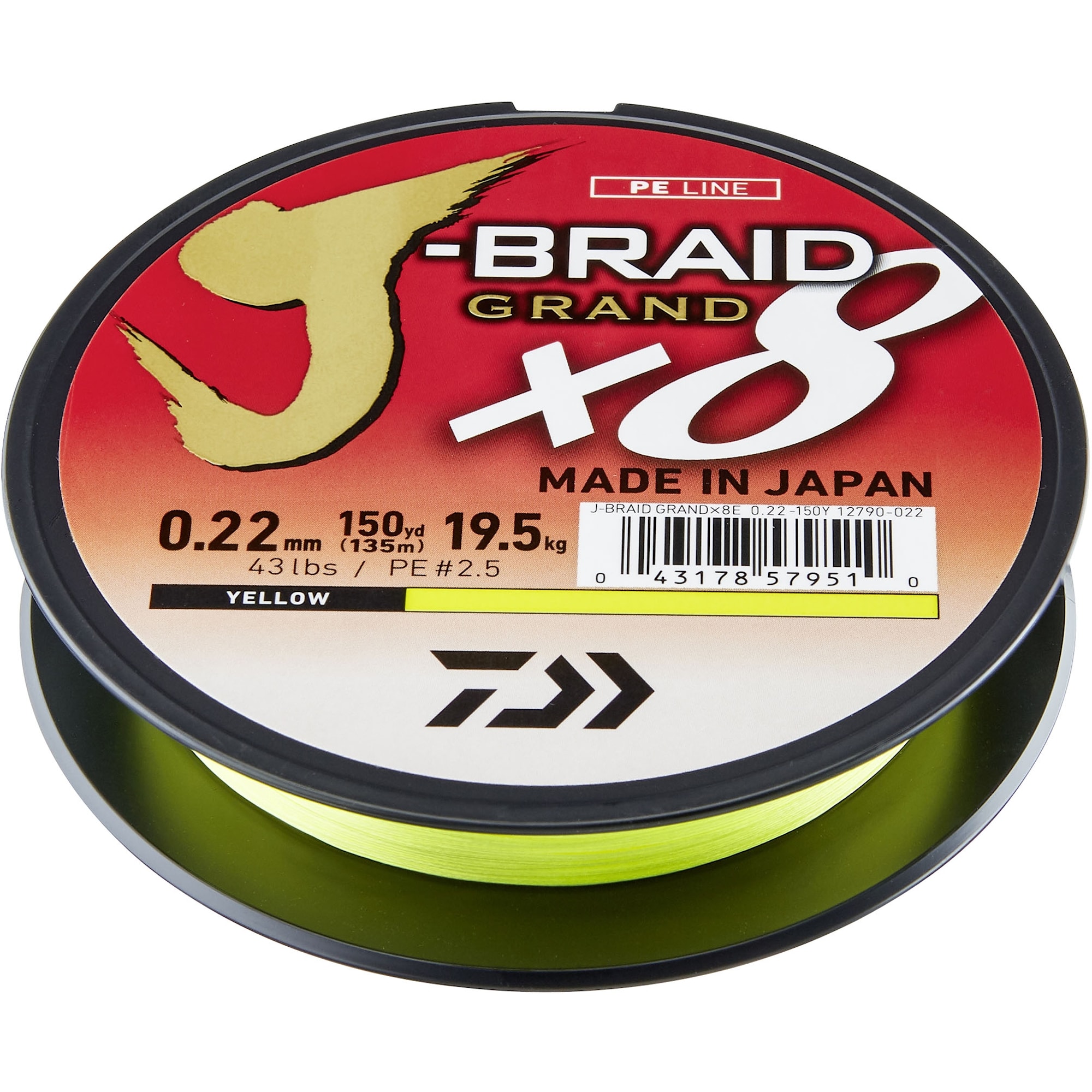 Daiwa J-Braid Grand X8 0,16 mm 135 m Yellow -