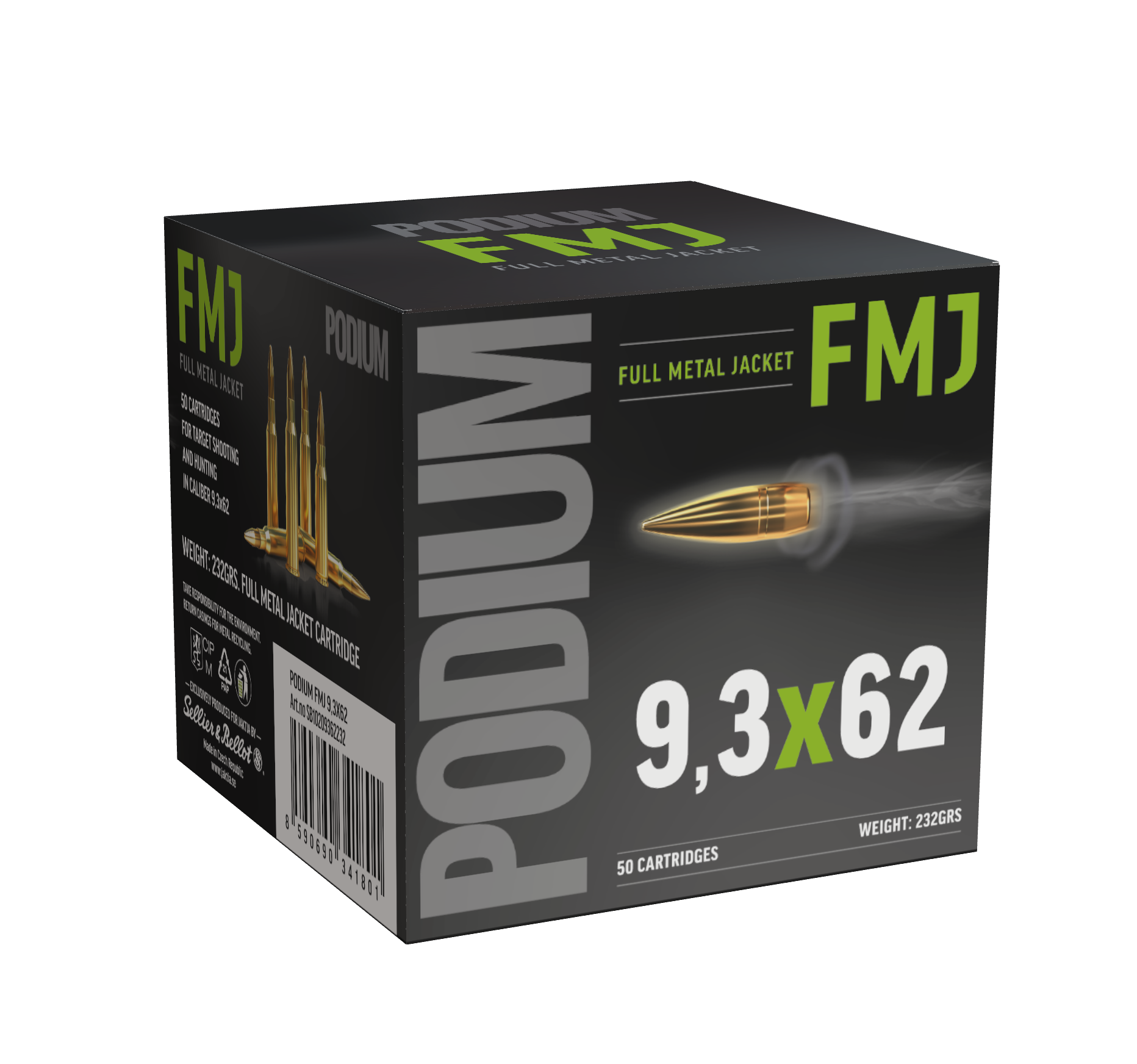 Podium 9,3x62 FMJ 15g/232gr  50st/ask.