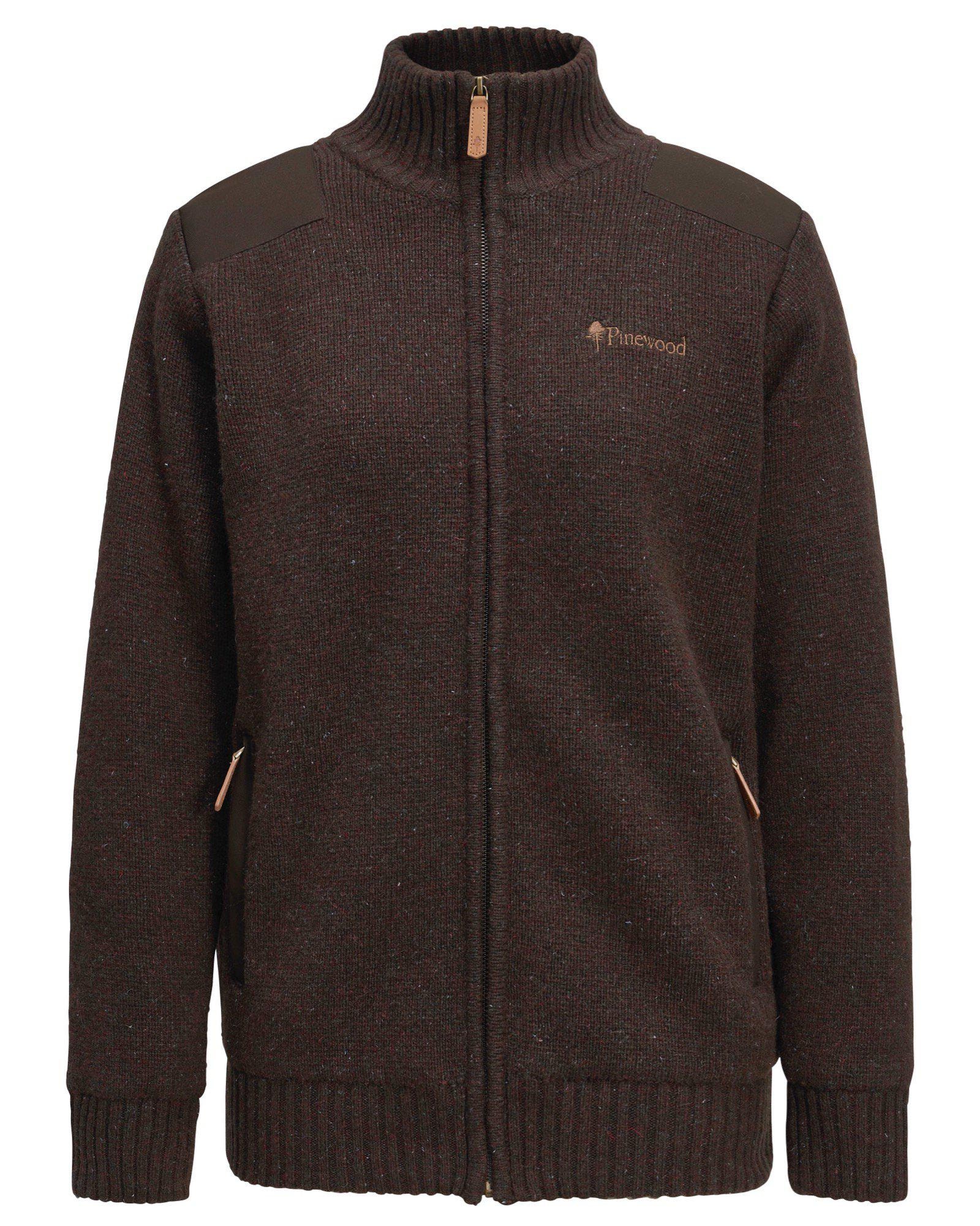 Pinewood Hurricane Full Zip Tröja Dam Dark Brown Melange