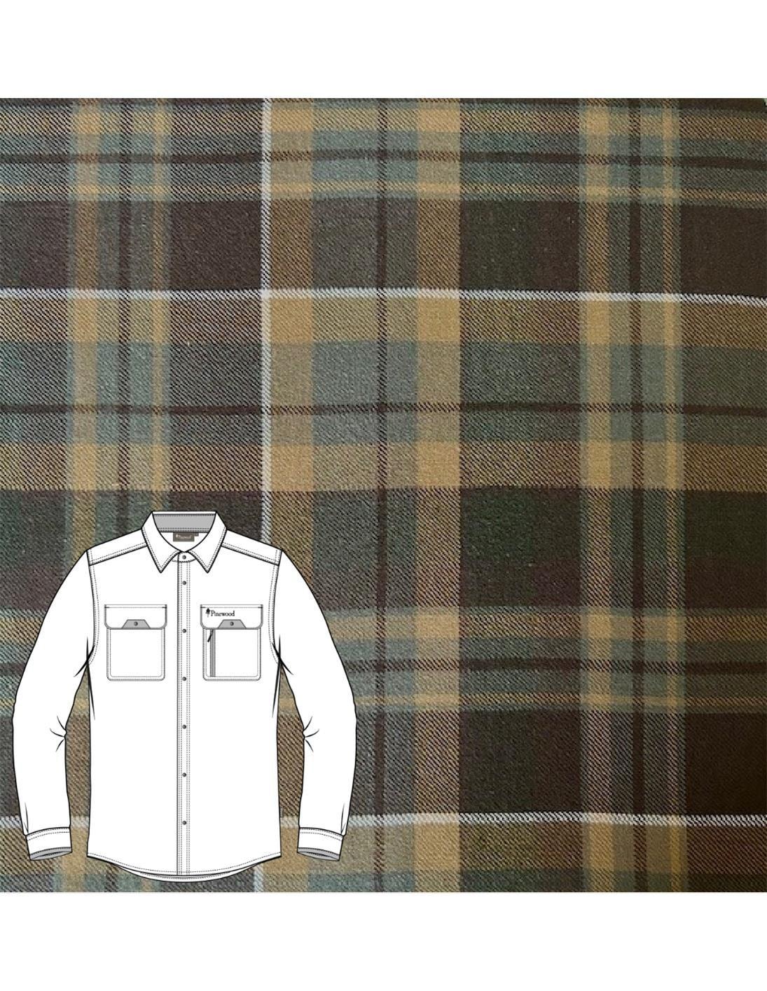 Pinewood Prestwick Exclusive Skjorta Herr Dark Brown/Dark Sandstone